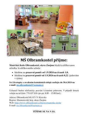 MŠ Olbramkostel hledá: 1